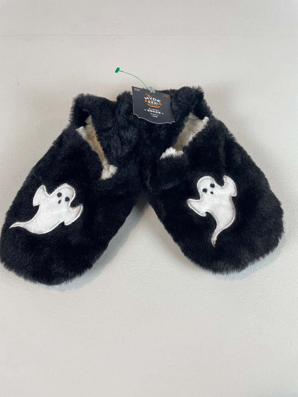 Hyde and EEK Slipper Socks Size M L Black Ghost Halloween